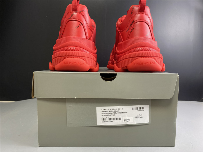 BLCG ALL OVER LOGO TRIPLE S SNEAKER RED 524039 W2FA1 7632 - CCSHOES