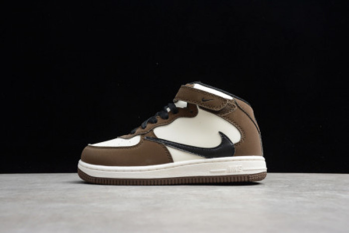 KIDS NIKE AIR FORCE 1 MID 07 X TRAVIS SCOTT BEIGE BROWN 314197-168 - CCSHOES