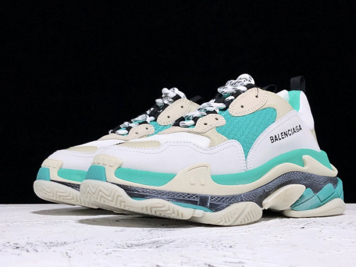 Balencaiga Triple S White Grey Turquoise (W) 524039 W09OH 3005 - CCSHOES