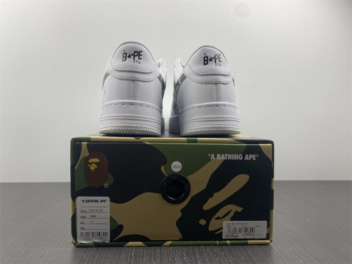 A BATHING APE SK8 STA LOW WHITE ABC CAMO GREEN - CCSHOES