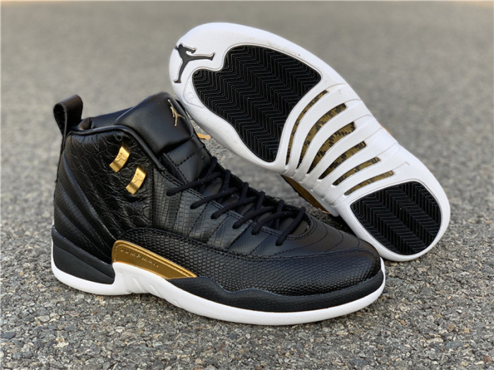 Air Jordan 12 Retro 'Reptile' Black/Metallic Gold-White AO6068-007 - CCSHOES