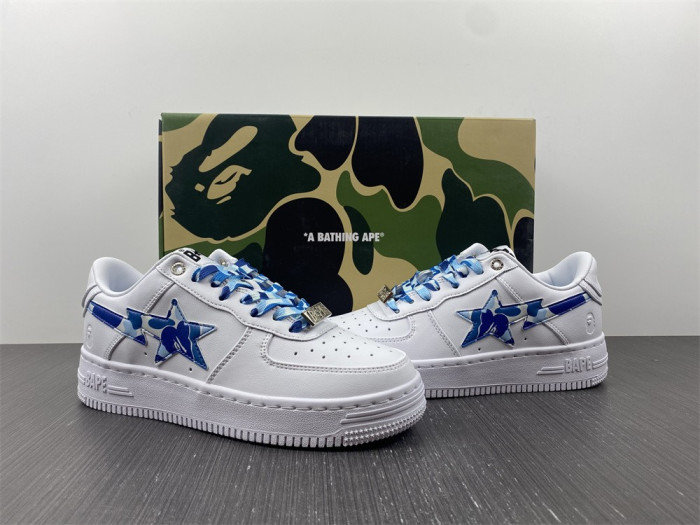 A BATHING APE SK8 STA LOW WHITE ABC CAMO BLUE - CCSHOES