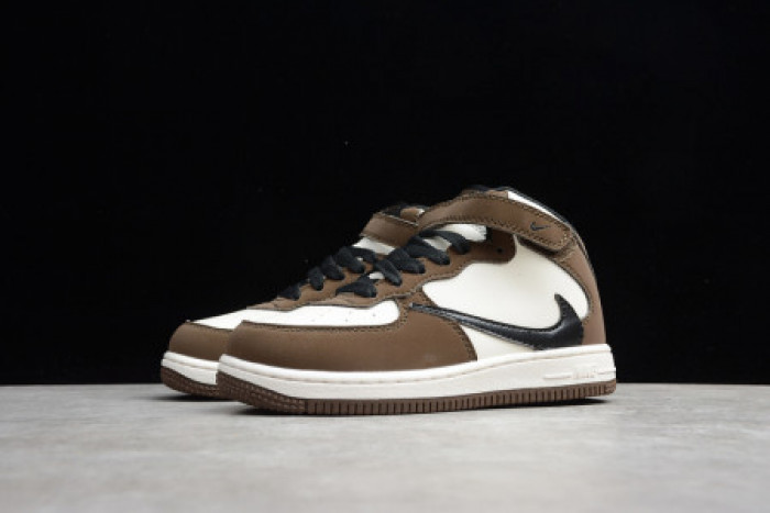 KIDS NIKE AIR FORCE 1 MID 07 X TRAVIS SCOTT BEIGE BROWN 314197-168 - CCSHOES