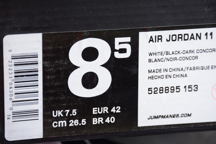 Air Jordan 11 Retro Low "Concord" Black/ White mens 528895-153 - CCSHOES