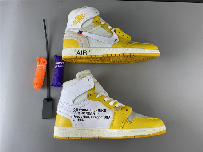 Air Jordan 1 x Off-White NRG White/Dark Powder Yellow-Cone AQ0818-149 - CCSHOES