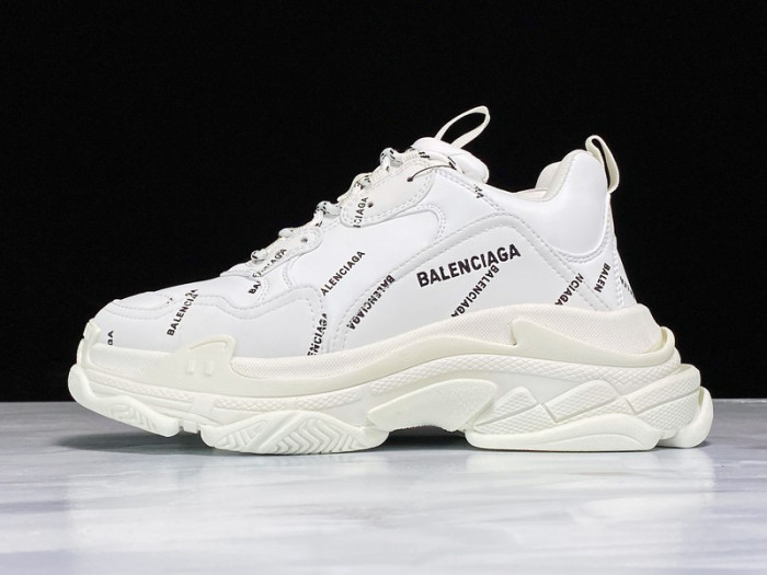 BLCG Triple S Allover Logo White 536737 W2FA1 9010 - CCSHOES