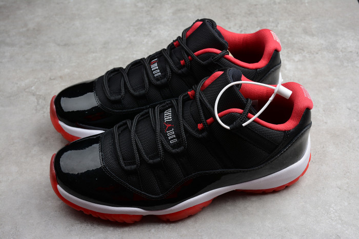 Air Jordan 11 Retro Low "Bred" Black/ Red mens 528895-012 - CCSHOES