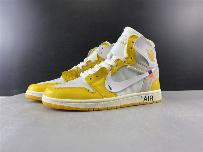 Air Jordan 1 x Off-White NRG White/Dark Powder Yellow-Cone AQ0818-149 - CCSHOES