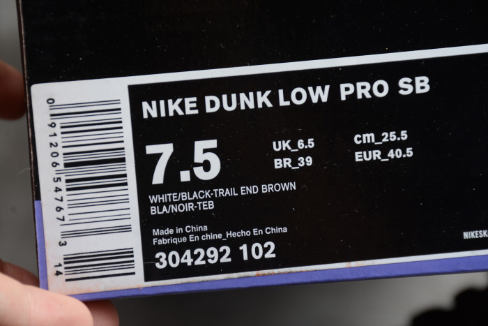 NIKE SB DUNK LOW WHITE BLACK TRAIL END BROWN 304292-102 - CCSHOES