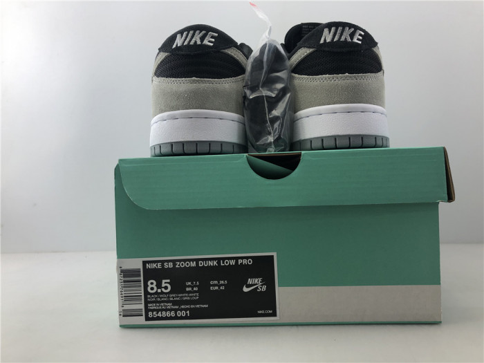 Nike Sb Zoom Dunk Low Pro Black/Wolf Grey-White-White 854866-001 - CCSHOES