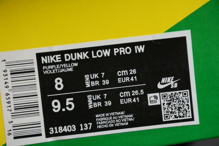 Nike SB Dunk Low Pro IW Purple/Yellow-Violet-Pink 318403-137 - CCSHOES