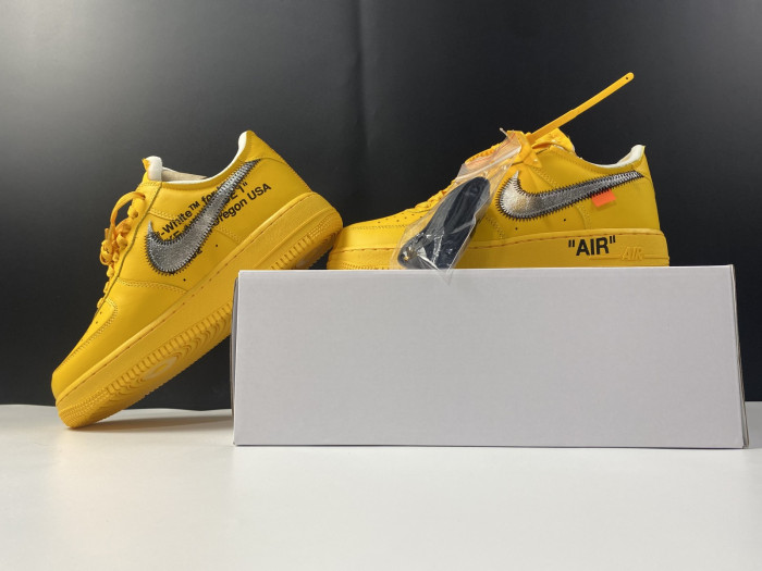 Nike Air Force 1 Low OFF-WHITE University Gold Metallic Silver DD1876-700 - CCSHOES