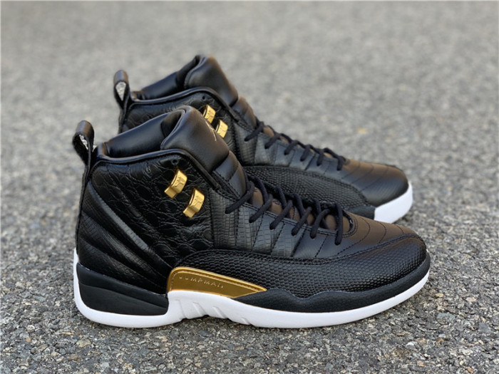 Air Jordan 12 Retro 'Reptile' Black/Metallic Gold-White AO6068-007 - CCSHOES