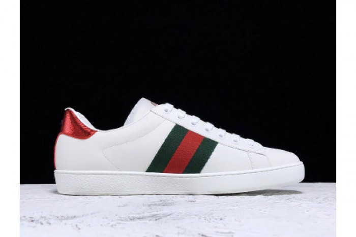 GUCC ACE EMBROIDERED LOW-TOP SNEAKER WHITE WITH BEE - CCSHOES