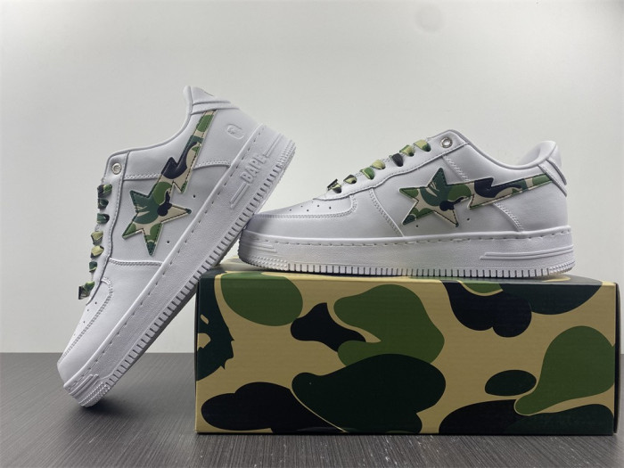 A BATHING APE SK8 STA LOW WHITE ABC CAMO GREEN - CCSHOES