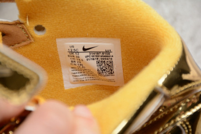 KIDS NIKE AIR FORCE 1 MID WB METALLIC GOLD 314197-8100 - CCSHOES