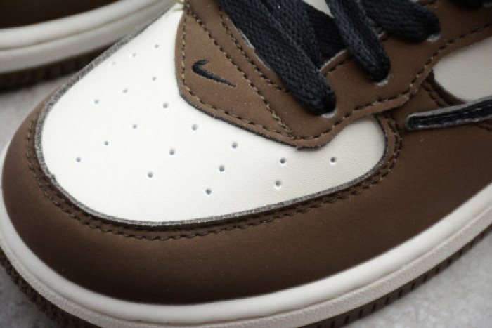 KIDS NIKE AIR FORCE 1 MID 07 X TRAVIS SCOTT BEIGE BROWN 314197-168 - CCSHOES