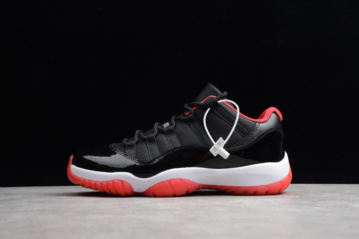 Air Jordan 11 Retro Low "Bred" Black/ Red mens 528895-012 - CCSHOES