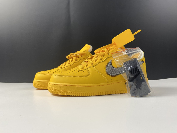 Nike Air Force 1 Low OFF-WHITE University Gold Metallic Silver DD1876-700 - CCSHOES