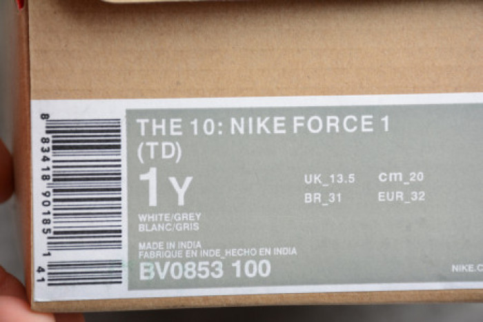 NIKE AIR FORCE 1 LOW OFF-WHITE WHITE(TD) BV0853-100 - CCSHOES