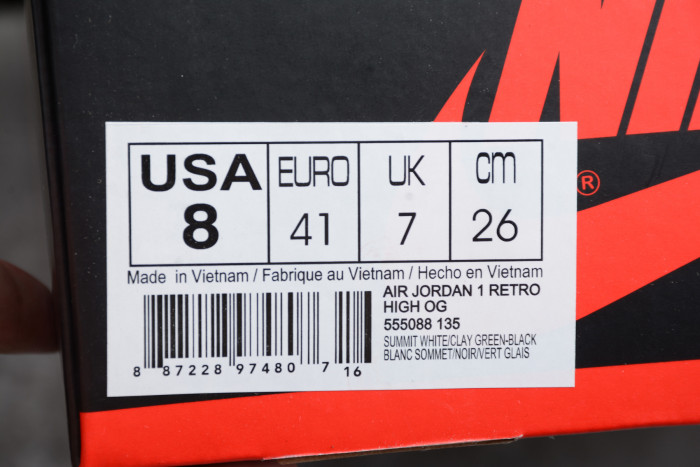 Air Jordan 1 Retro High OG “Clay Green” 555088-135 - CCSHOES