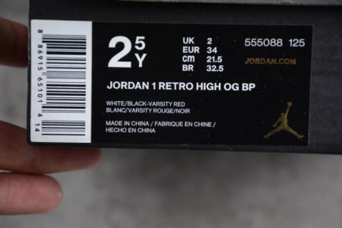KIDS AIR JORDAN 1 RETRO BLACK TOE (2016) 555088-125 - CCSHOES