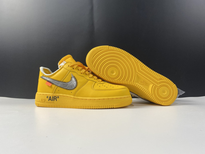 Nike Air Force 1 Low OFF-WHITE University Gold Metallic Silver DD1876-700 - CCSHOES