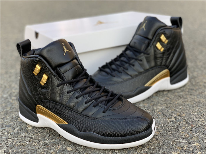 Air Jordan 12 Retro 'Reptile' Black/Metallic Gold-White AO6068-007 - CCSHOES