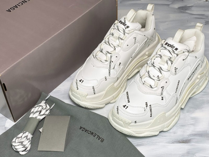 BLCG Triple S Allover Logo White 536737 W2FA1 9010 - CCSHOES