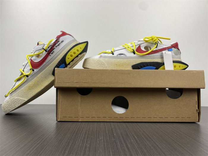 Off-White x Nike Blazer Low "White/University Red" DH7863-100 - CCSHOES