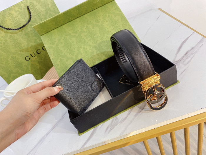 GUCC Wallet & Belt Set(3.8 CM) - CCSHOES