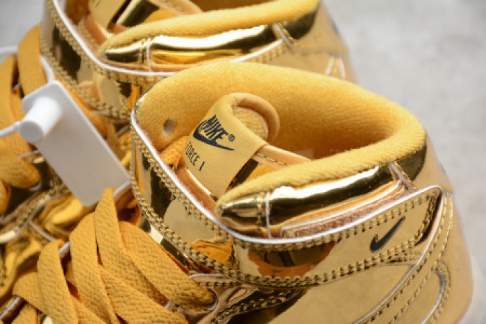 KIDS NIKE AIR FORCE 1 MID WB METALLIC GOLD 314197-8100 - CCSHOES