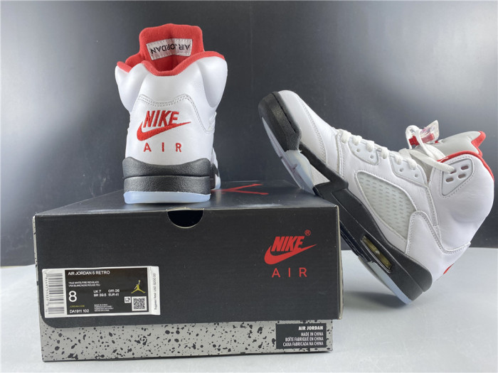 Air Jordan 5 Retro Fire Red Silver Tongue (2020) DA1911-102 - CCSHOES