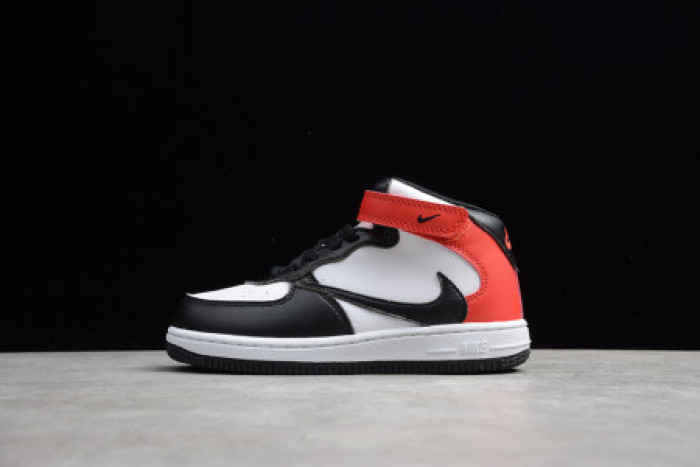 KIDS NIKE AIR FORCE 1 MID 07 X TRAVIS SCOTT WHITE BLACK RED 314197-016 - CCSHOES