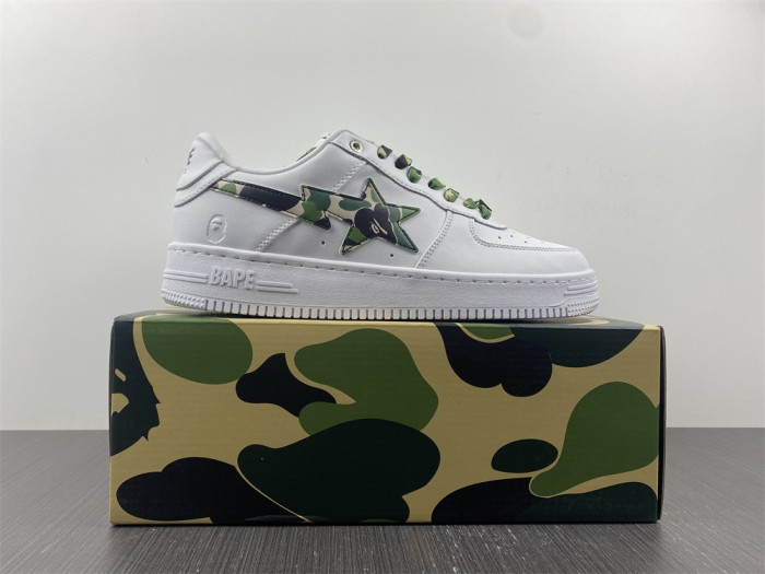 A BATHING APE SK8 STA LOW WHITE ABC CAMO GREEN - CCSHOES
