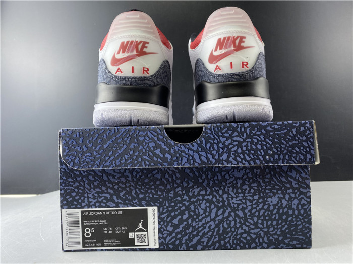 AIR JORDAN 3 RETRO "WHITE FIRE RED" CZ6431-100 - CCSHOES