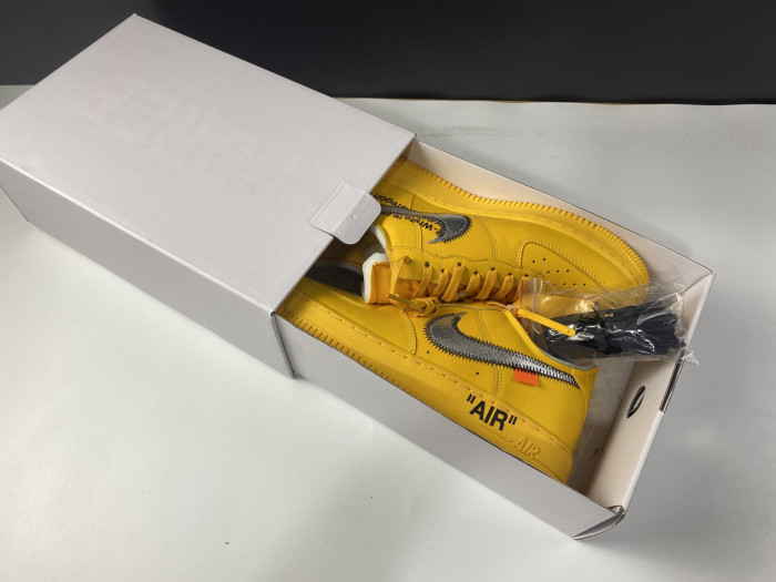 Nike Air Force 1 Low OFF-WHITE University Gold Metallic Silver DD1876-700 - CCSHOES