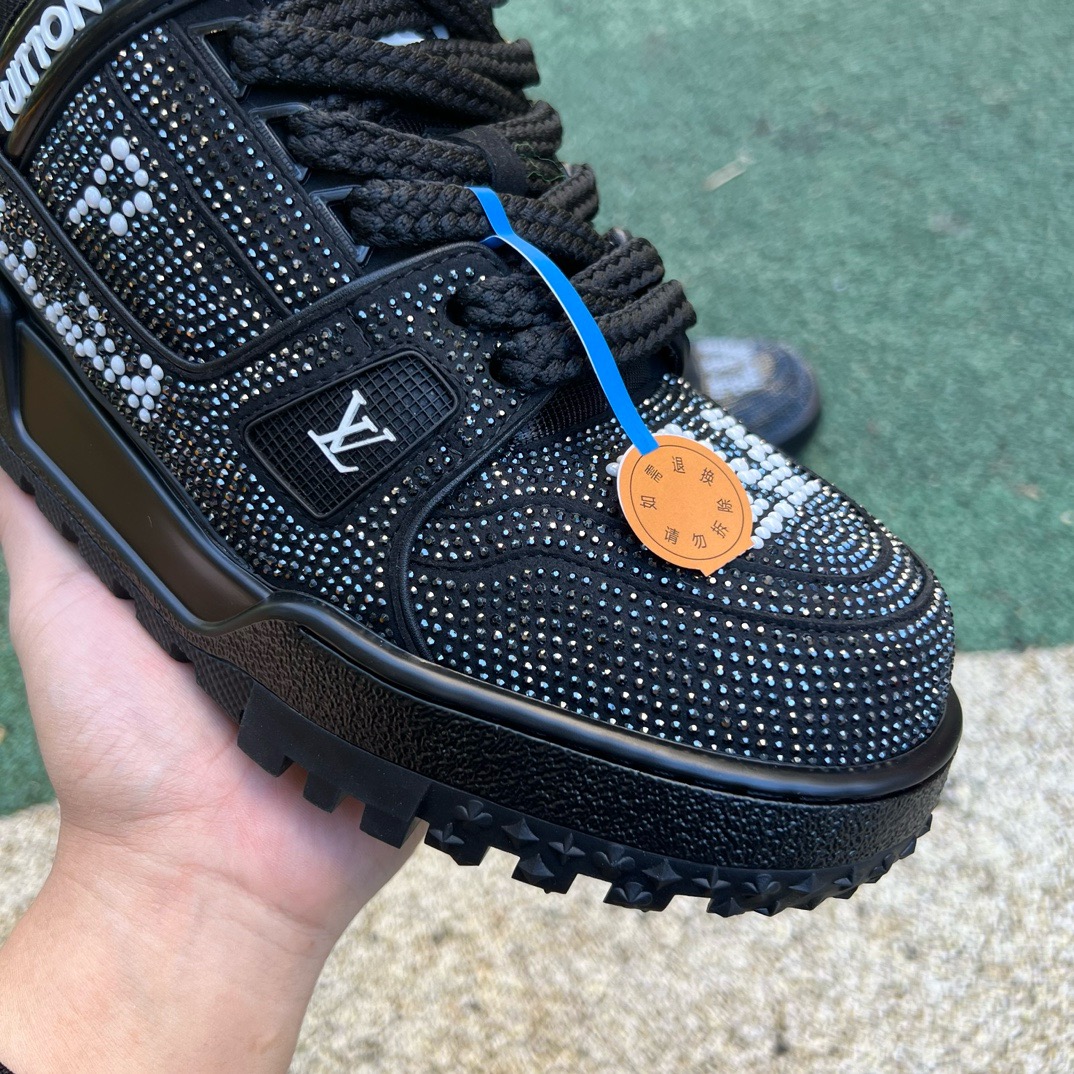 LV TRAINER MAXI Full of diamonds black - CCSHOES