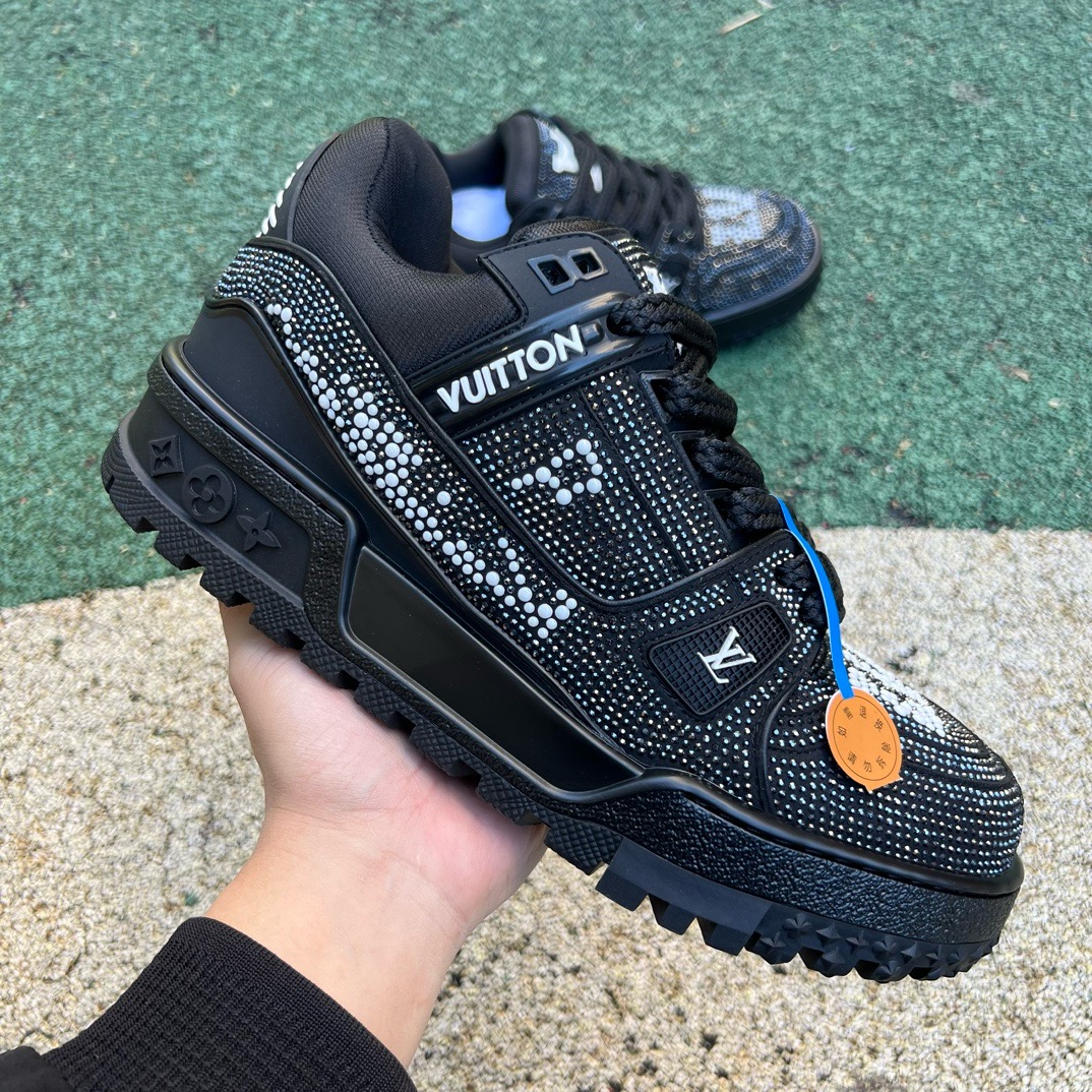 LV TRAINER MAXI Full of diamonds black - CCSHOES
