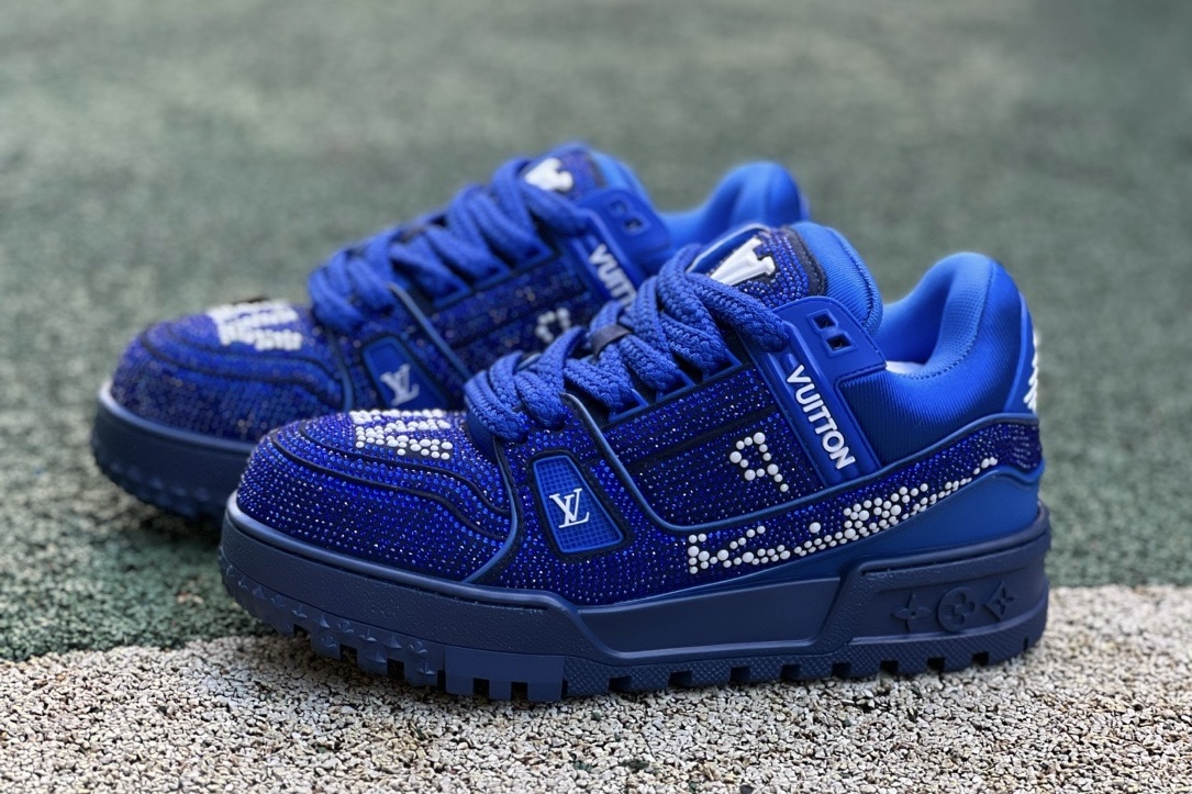 LV TRAINER MAXI Full of diamonds blue - CCSHOES