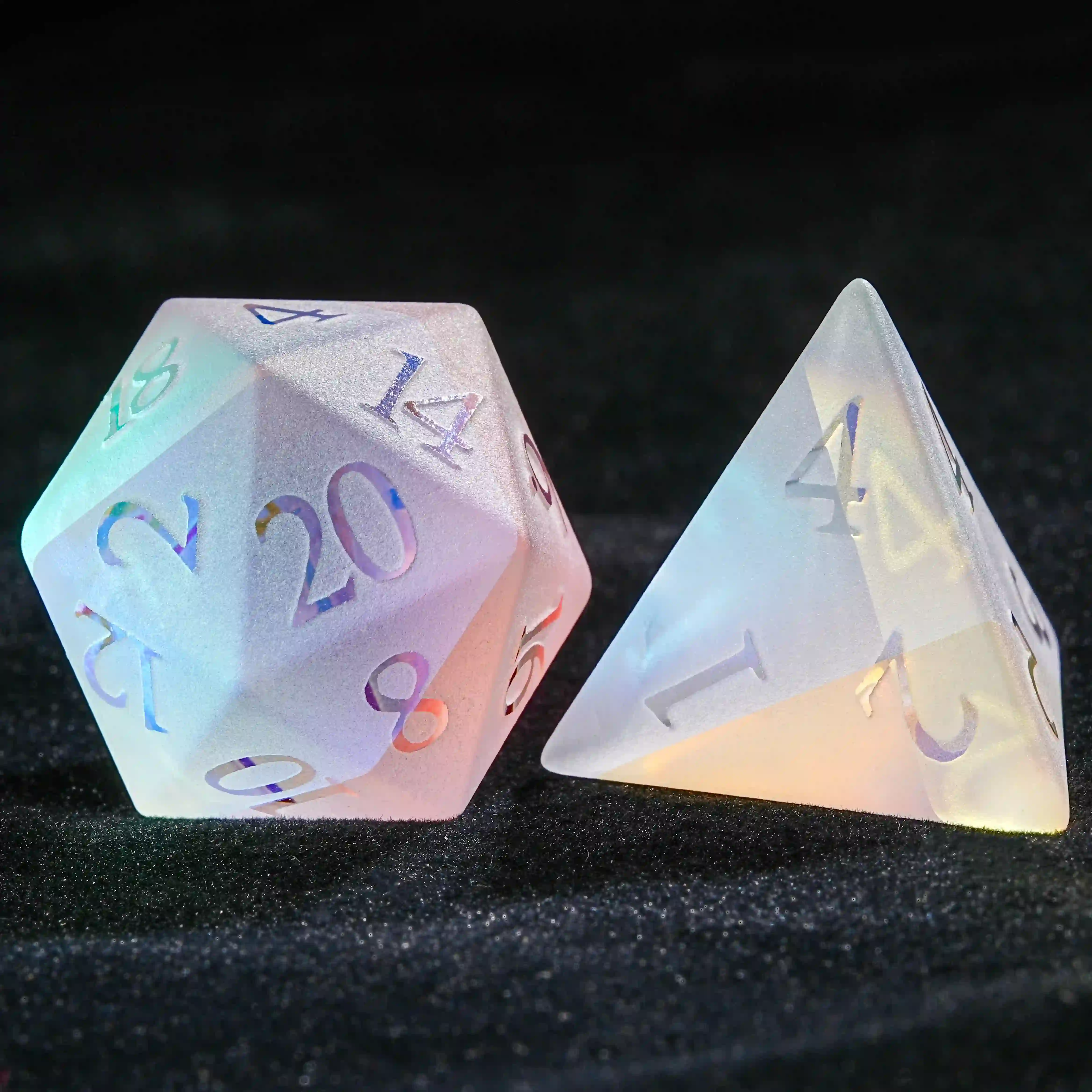 Raised Fantastic Glass D&D Dice Set | Bear Dice