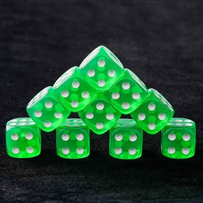 Translucent green six-sided dice set | Bear Dice