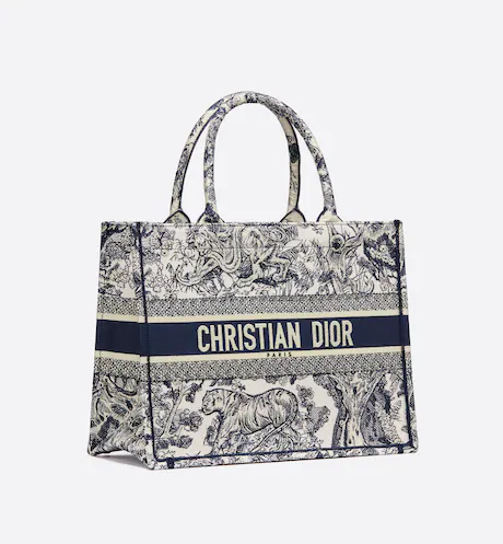 MEDIUM DIOR BOOK TOTE Blue Toile de Jouy Embroidery (36 x 27.5 x 16.5 cm)