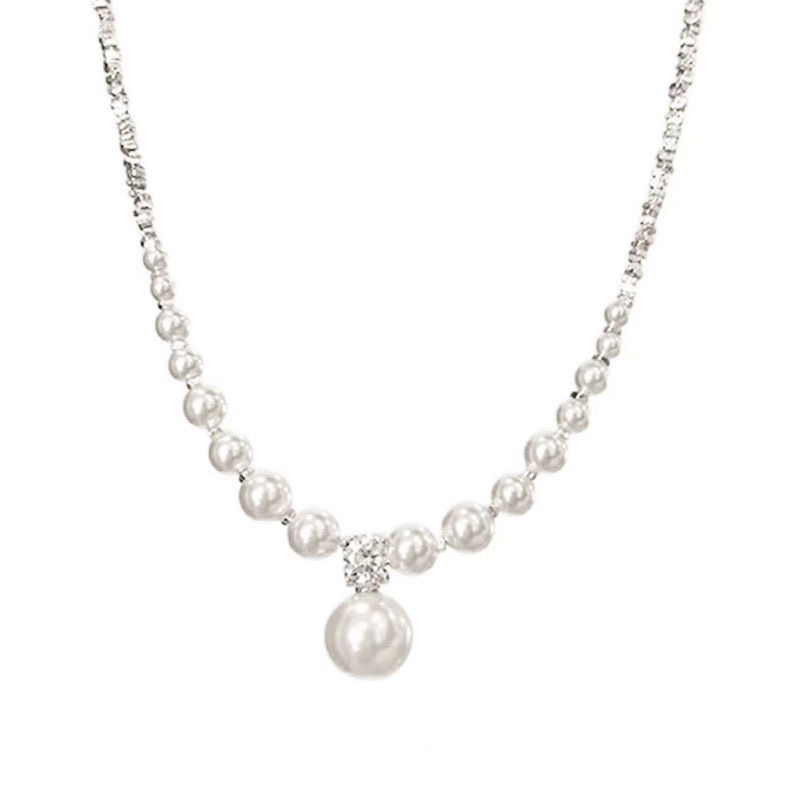 Crushed silver pearl necklace