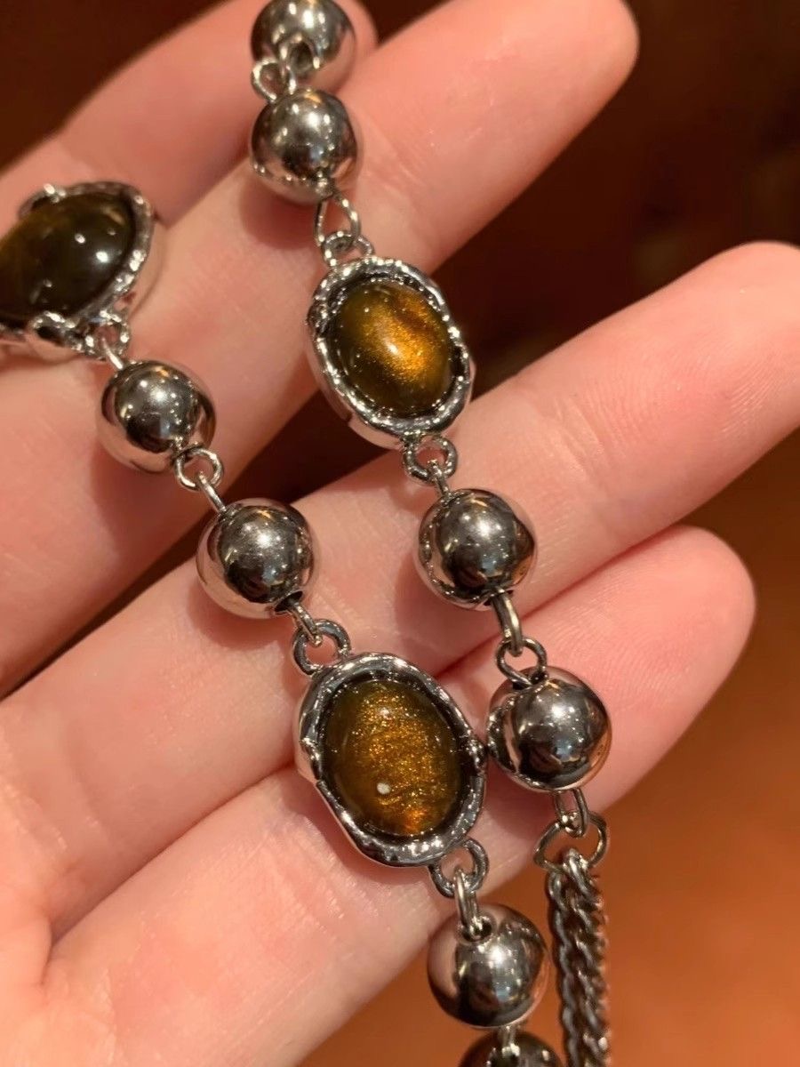 Amber Cat's Eye Stone Chain
