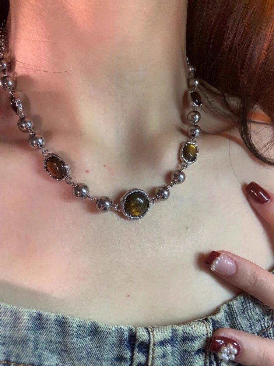 Amber Cat's Eye Stone Chain