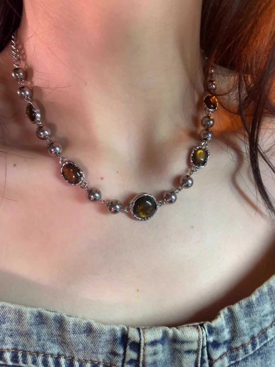 Amber Cat's Eye Stone Chain