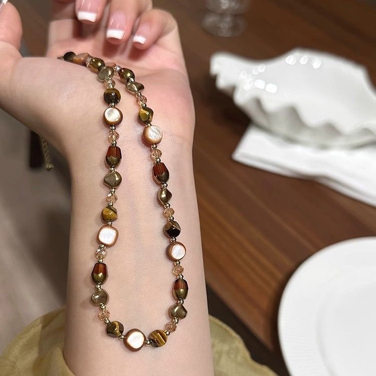 Stone tiger's eye stone curry pearl strand