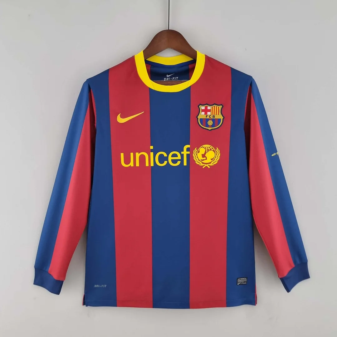 2010-2011 Retro Long Sleeve Barcelona Home Football Shirt 1:1 Thai Quality - tingfengxie