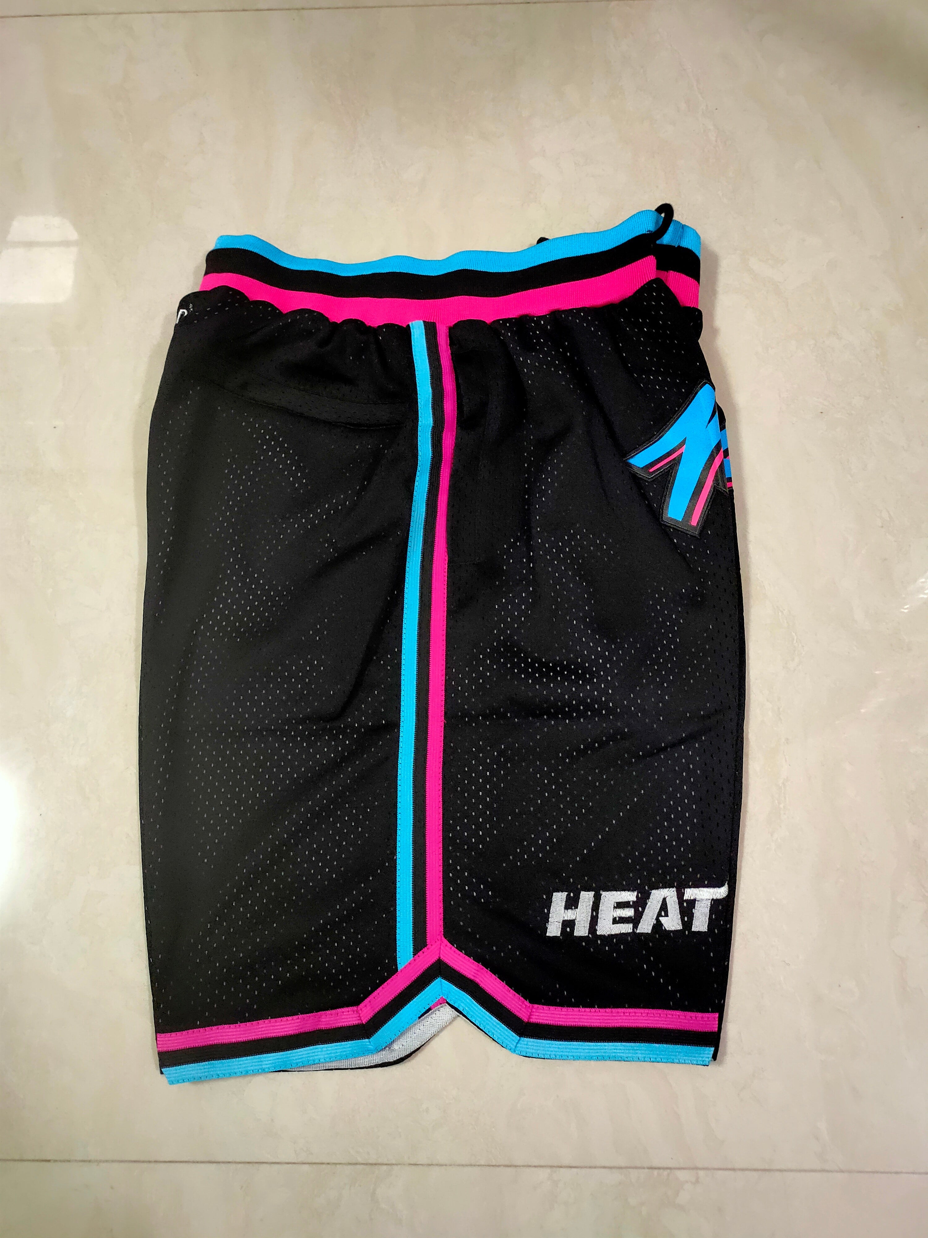 Miami Heat Black Juston Retro Pocket City Shorts - tingfengxie